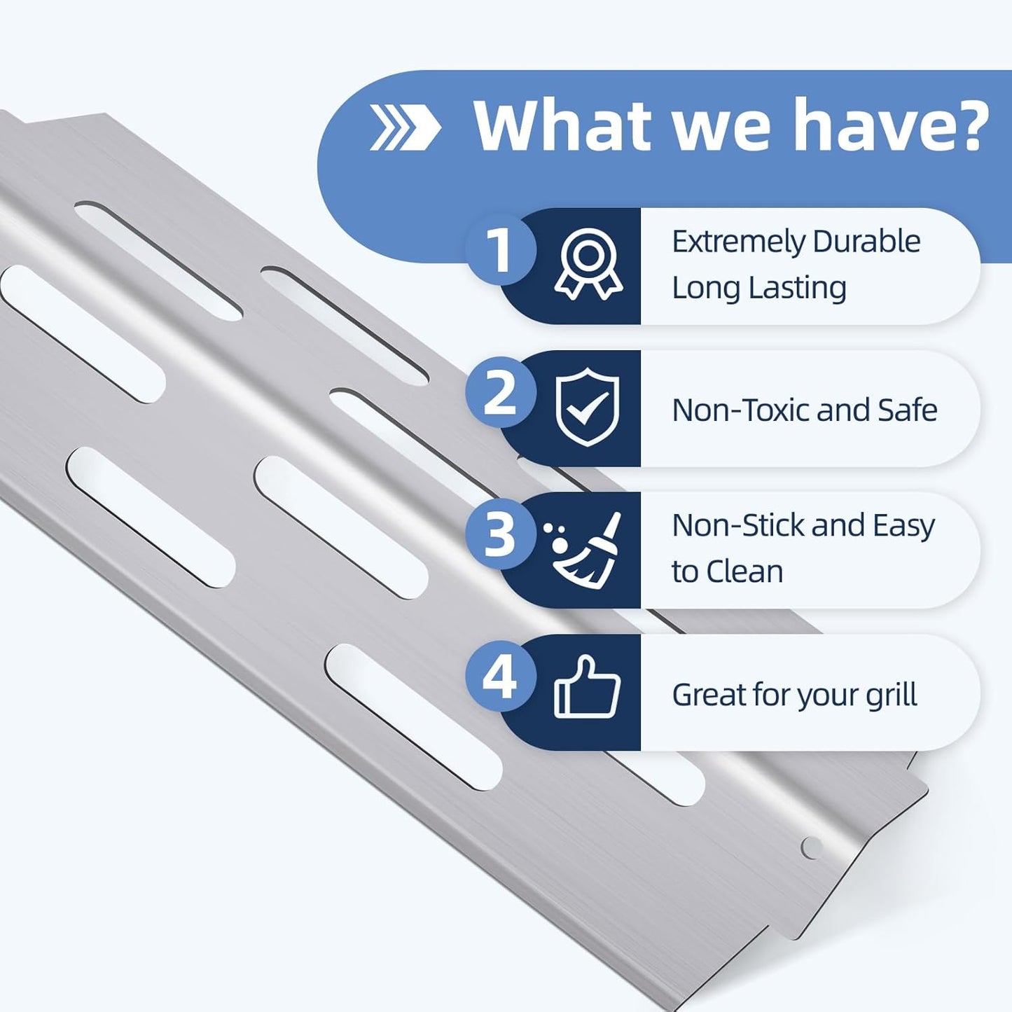 Stainless Steel Flavorizer Bars and Grill Heat Deflectors for Weber Genesis II Grill Parts, E-410, E-415, E-435, Genesis II LX E-440 Series Gas Grills, 17" Heat Plate for Weber 66686 66041