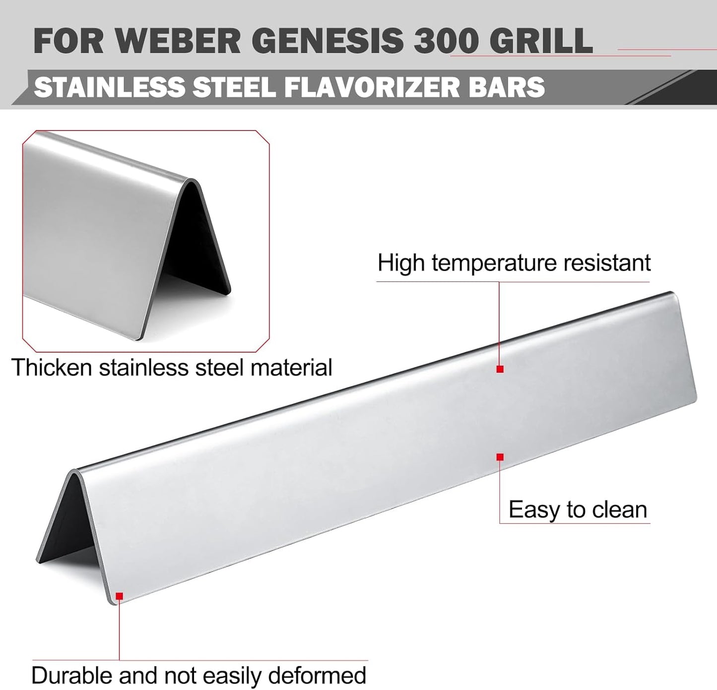 Genesis 300 Grill Replacement Parts 7620 Flavorizer Bars 65505 Heat Deflector 62752 Burner Tube for Weber Genesis Grill Parts E-310 E-320 E-330 S-330 Grill Replacement Parts Sear Burner Flavor Bars