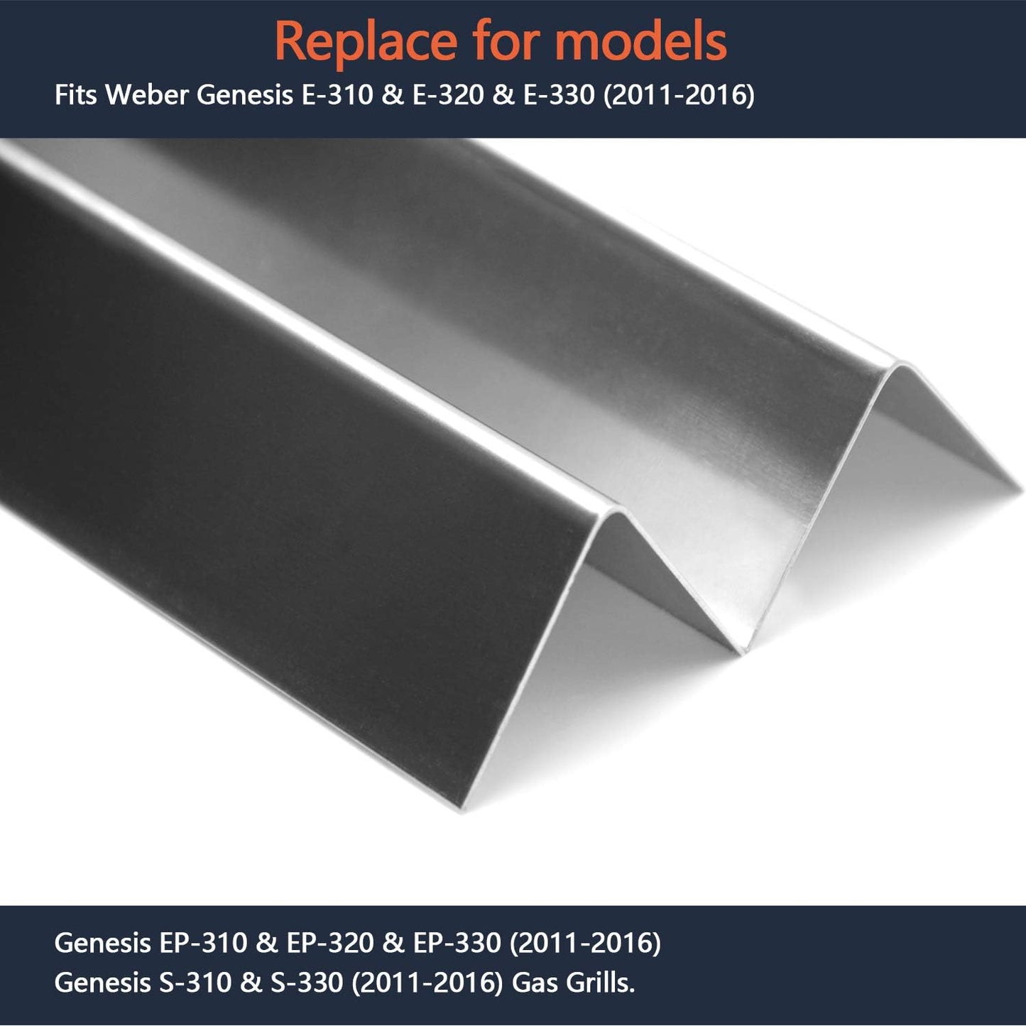 7620 17.5" Stainless Steel Flavorizer Bars Heat Plate Replacement for Weber Genesis 300 Series E-310 E-320 E-330 EP-310 EP-320 EP-330 S-310 S-330 Gas Grills (2011-2016 With Front Control Knobs)