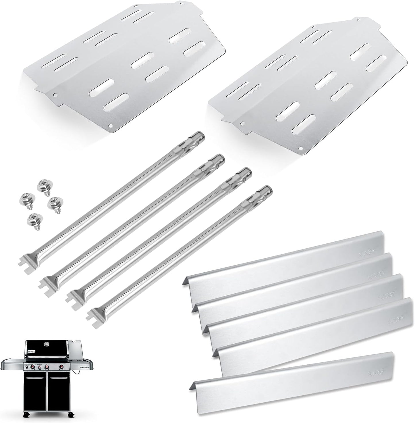 Genesis E-330 4 Burner Grill Replacement Parts for Weber Genesis S330 S-330 E-330 EP-330 330 Genesis 300 Series E-310 S-310 Grill 7621 Flavorizer Bars 62753 Burner Tube 65505 Heat Deflectors