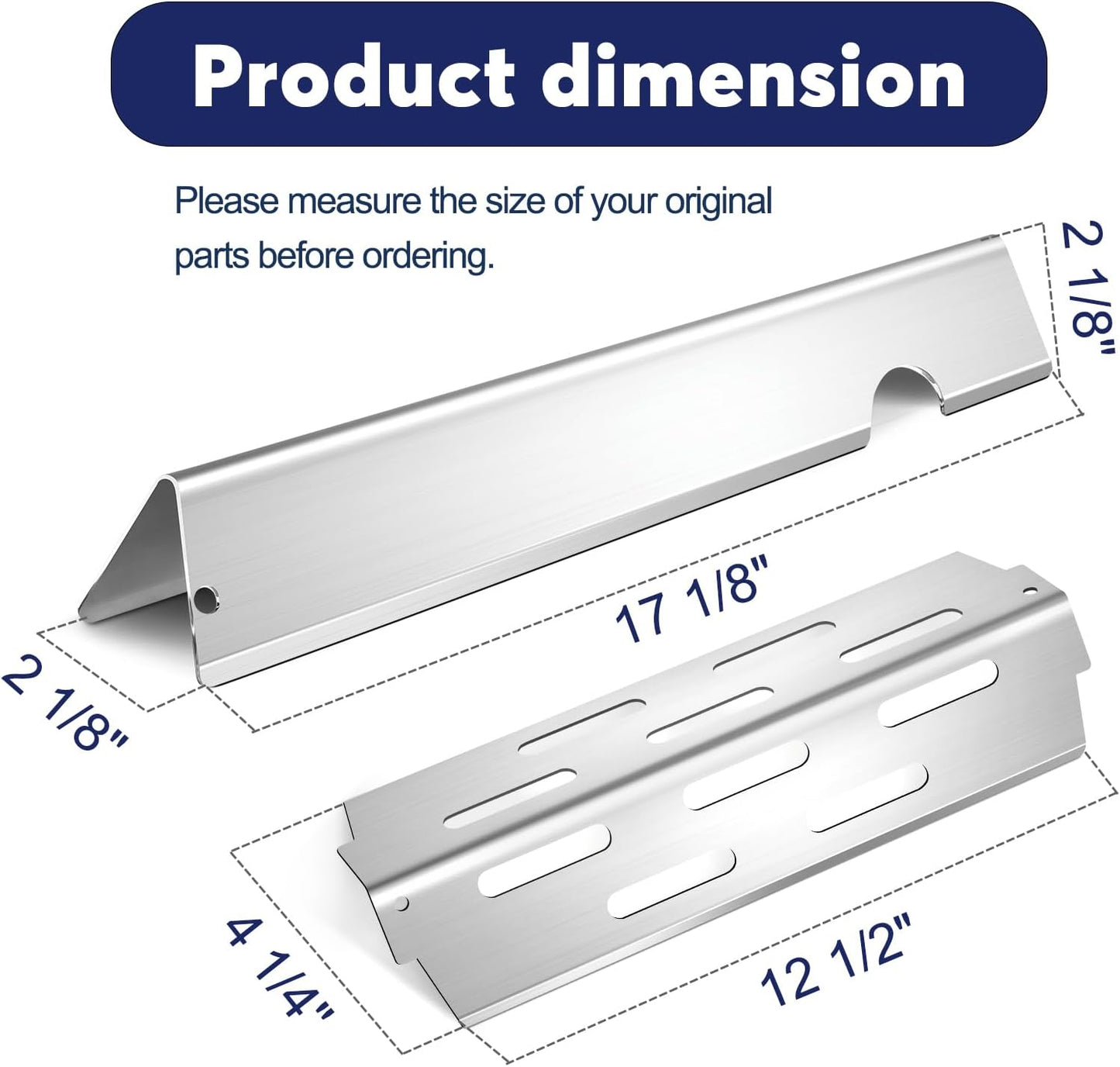 Grill Replacement Parts 17” Stainless Steel Flavorizer Bars for Weber Genesis II 400 Series E-410, S-410, ES410, II LX E-440, LX ES-440 Weber 66033 66796 66041 66686 12.5” Heat Deflectors
