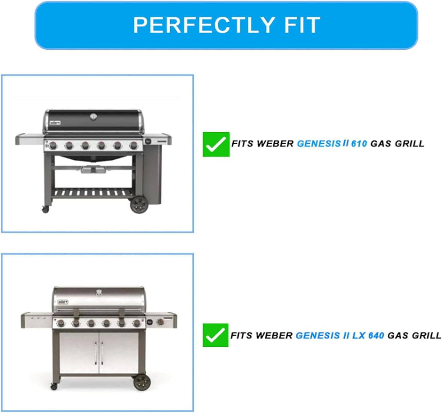 SafBbcue Grill Parts Kit for Weber Genesis II 600 Series Grill,66034/66796 Flavorizer Bars 66687/66042 Heat Deflectors and 67490 Burner Tubes for Weber Genesis II E/S-610 LX E-640 S-640 Grills