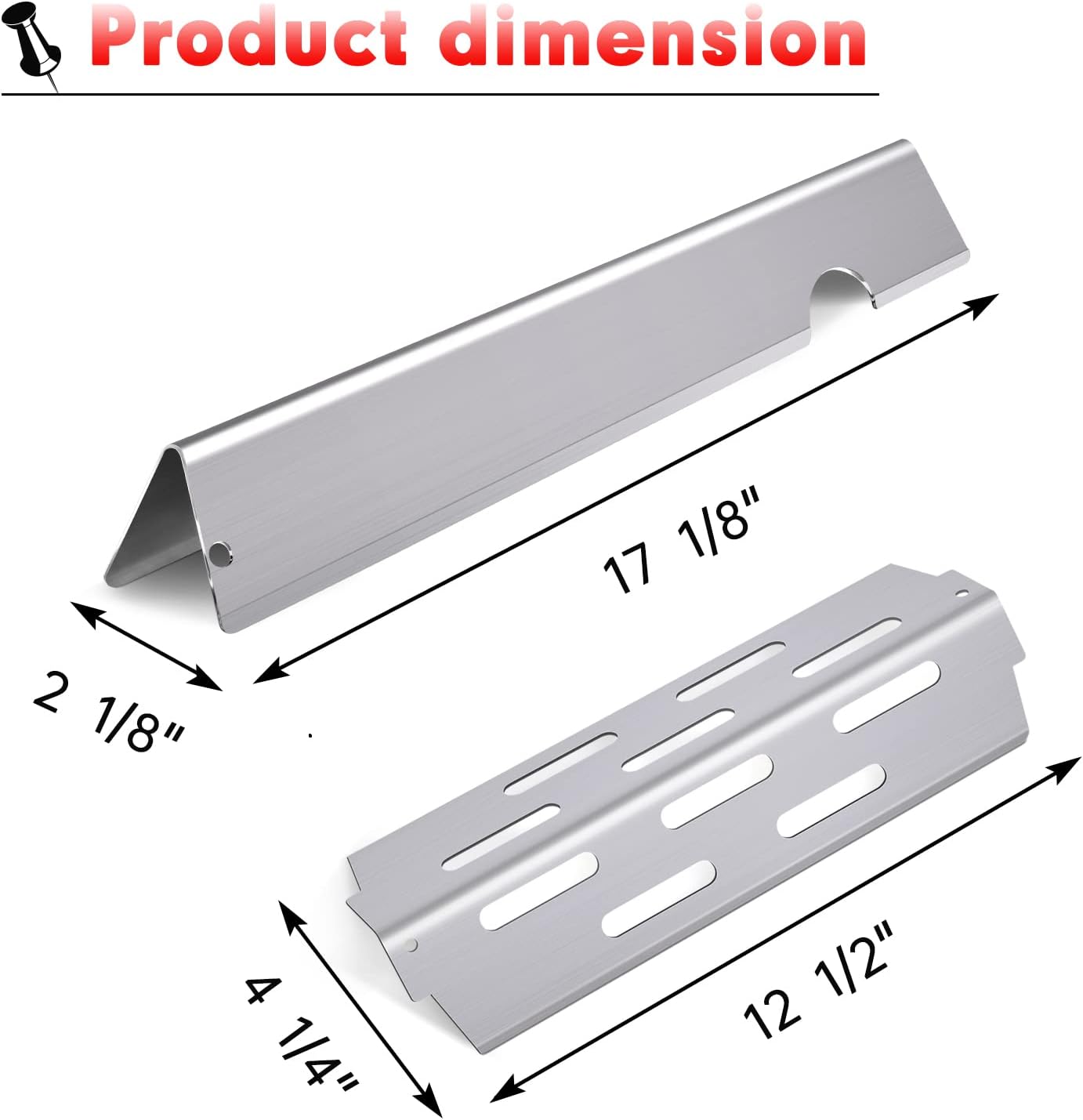 Grill Flavorizer Bars Heat Deflectors BBQ Gas Grill Replacement parts for Weber 66041, 66033, 66796, Weber Genesis II E-410, S-410, Genesis II LX E-440, S-440, 17” Stainless Steel Flavor Bars
