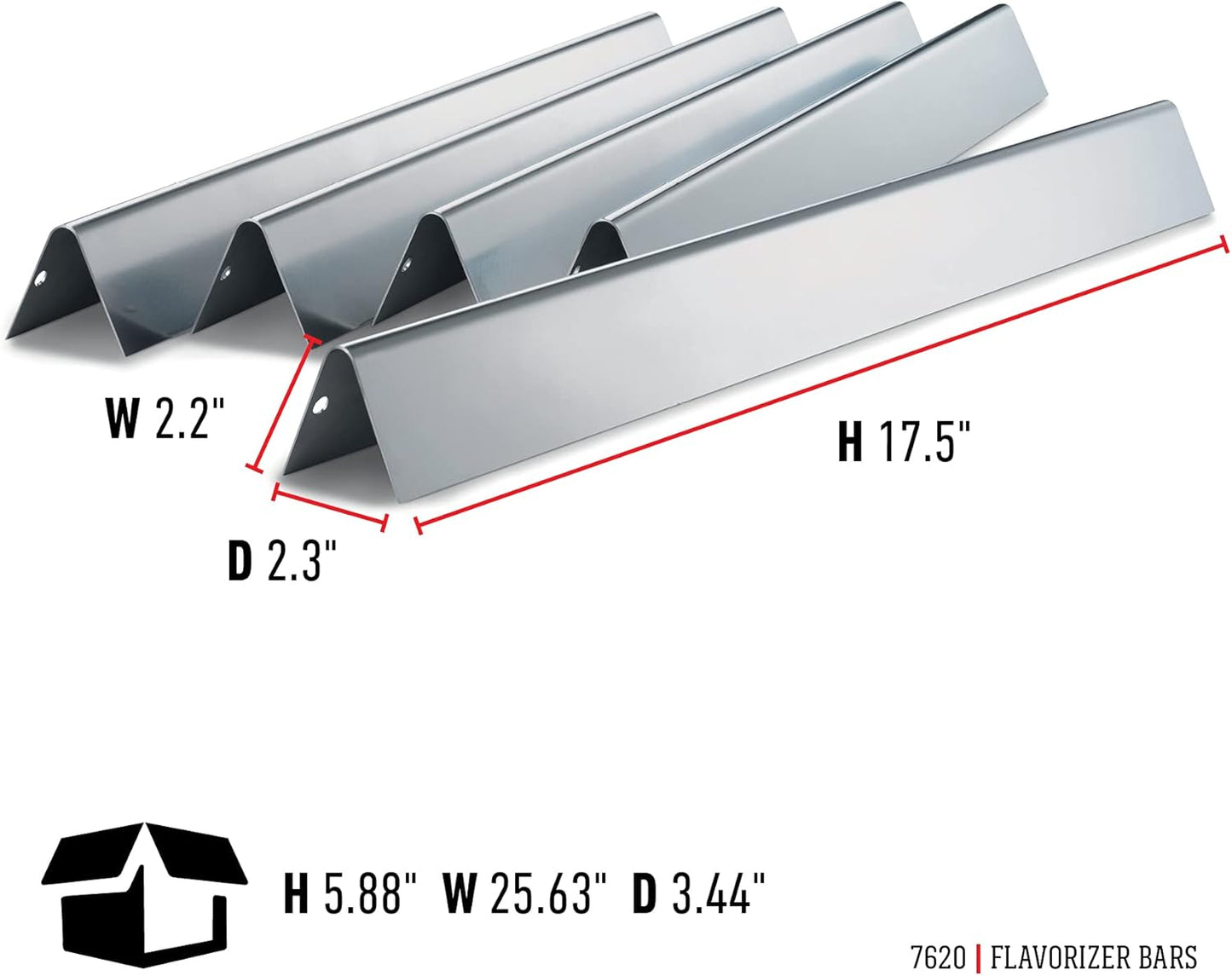 Weber Replacement Flavorizer Bars, 17.5", for Genesis 300 series (front-mounted control panel), Stainless Steel