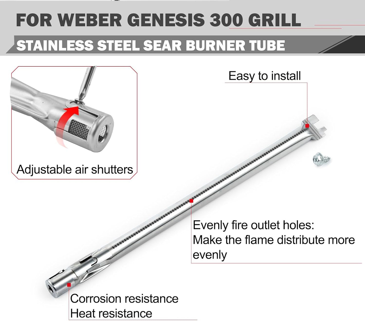Genesis 300 Grill Replacement Parts 7620 Flavorizer Bars 65505 Heat Deflector 62752 Burner Tube for Weber Genesis Grill Parts E-310 E-320 E-330 S-330 Grill Replacement Parts Sear Burner Flavor Bars