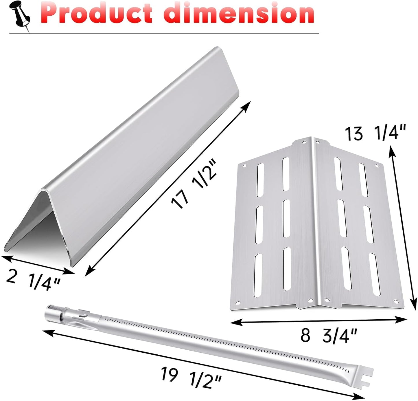 Grill Burners Grill Flavorizer Bars for Weber Genesis Grill Parts E-310, E-320, E-330, Genesis S-310, S-320, S-330, 300 Series, 7620 7621 7622 BBQ Gas Grill Replacement Heat Deflectors 17”