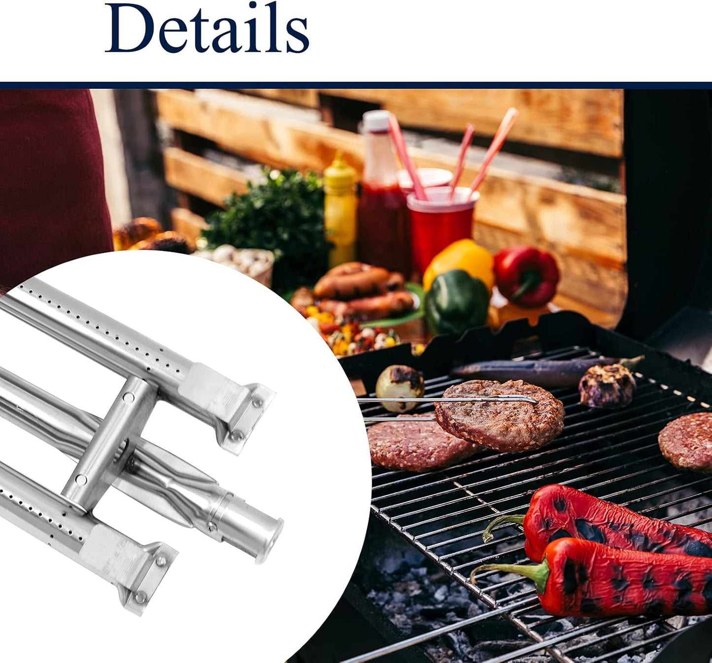 BBQ Grill Burner Replacement Parts, Stainless Steel Gas Pipe Tube Crossover Cover Flame Tamer, BBQ Deflector for Brinkmann, Select Charmglow, DCS Gas Grill Models (3-Pack)