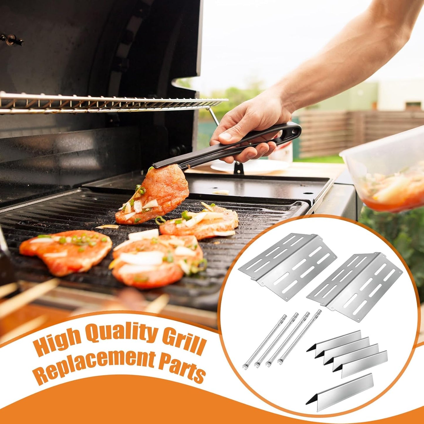 Grill Parts for Weber Genesis 300 Series, 62752 7620 7621 Burner Tube Set Flavorizer Bars Heat Deflectors , Replacement Grill Parts for Weber Genesis E-310, E-320, E-330, S-310, S-320, S-330
