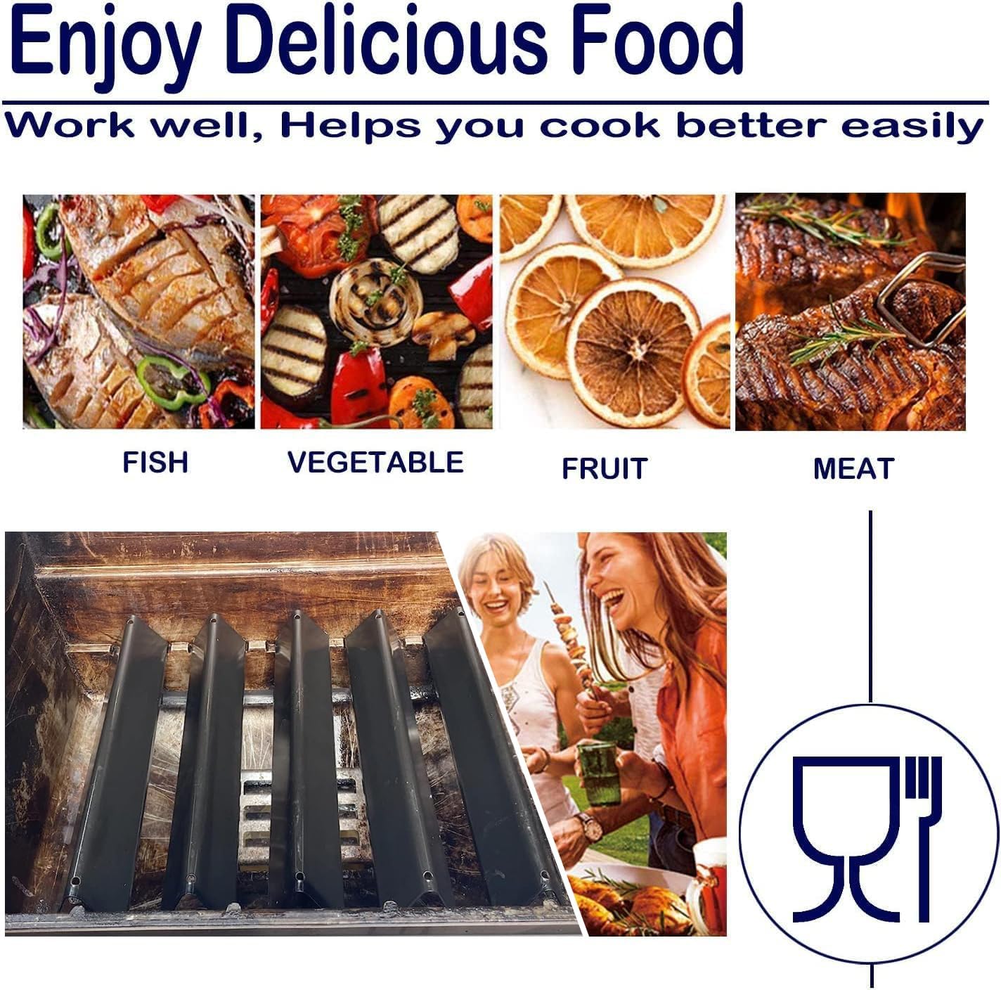 Flavorizer Bars and Heat Deflectors Grill Parts Replacement for Weber 66032 66795 66040