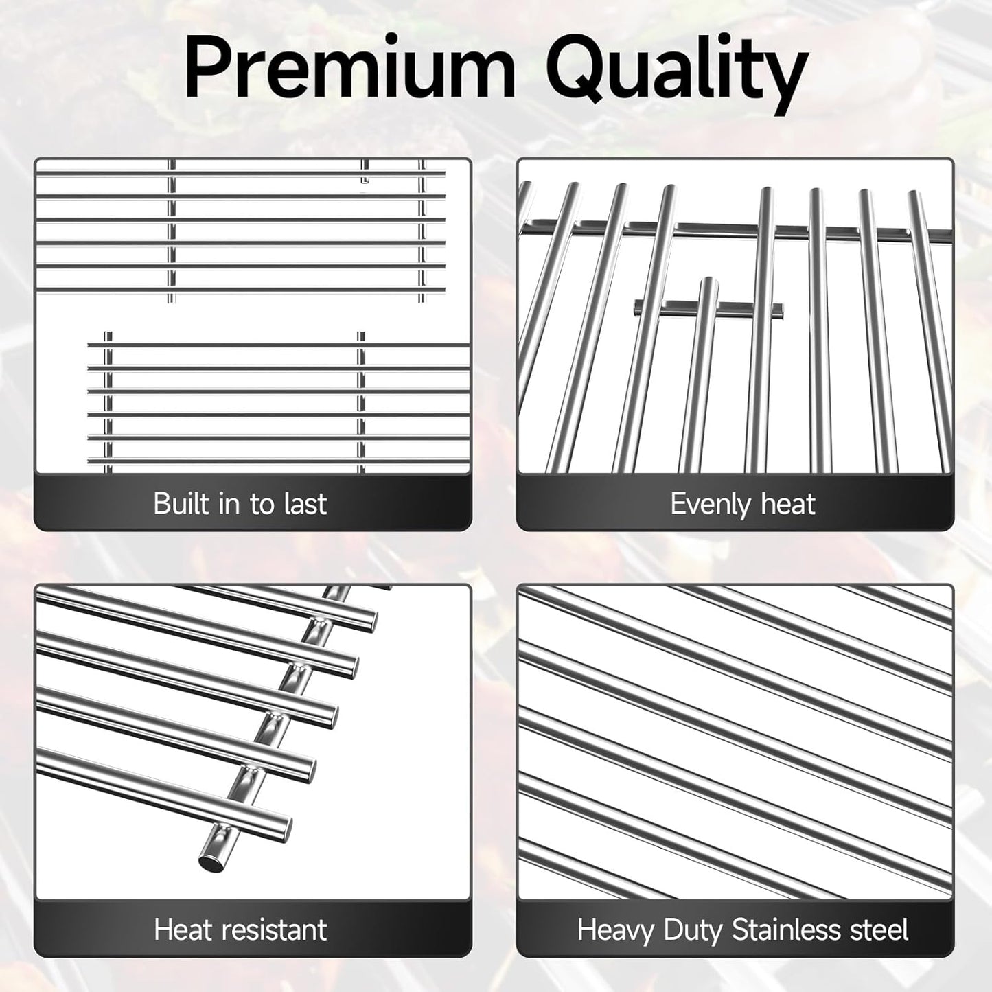 15 Inch Stainless Steel Cooking Grid Grate for Weber 7522, Spirit 200, Spirit E200, S200, S210, E210, Spirit 500,Genesis Silver A, Grill Replacement Parts for Weber 7521 7522 7523 65904 65905