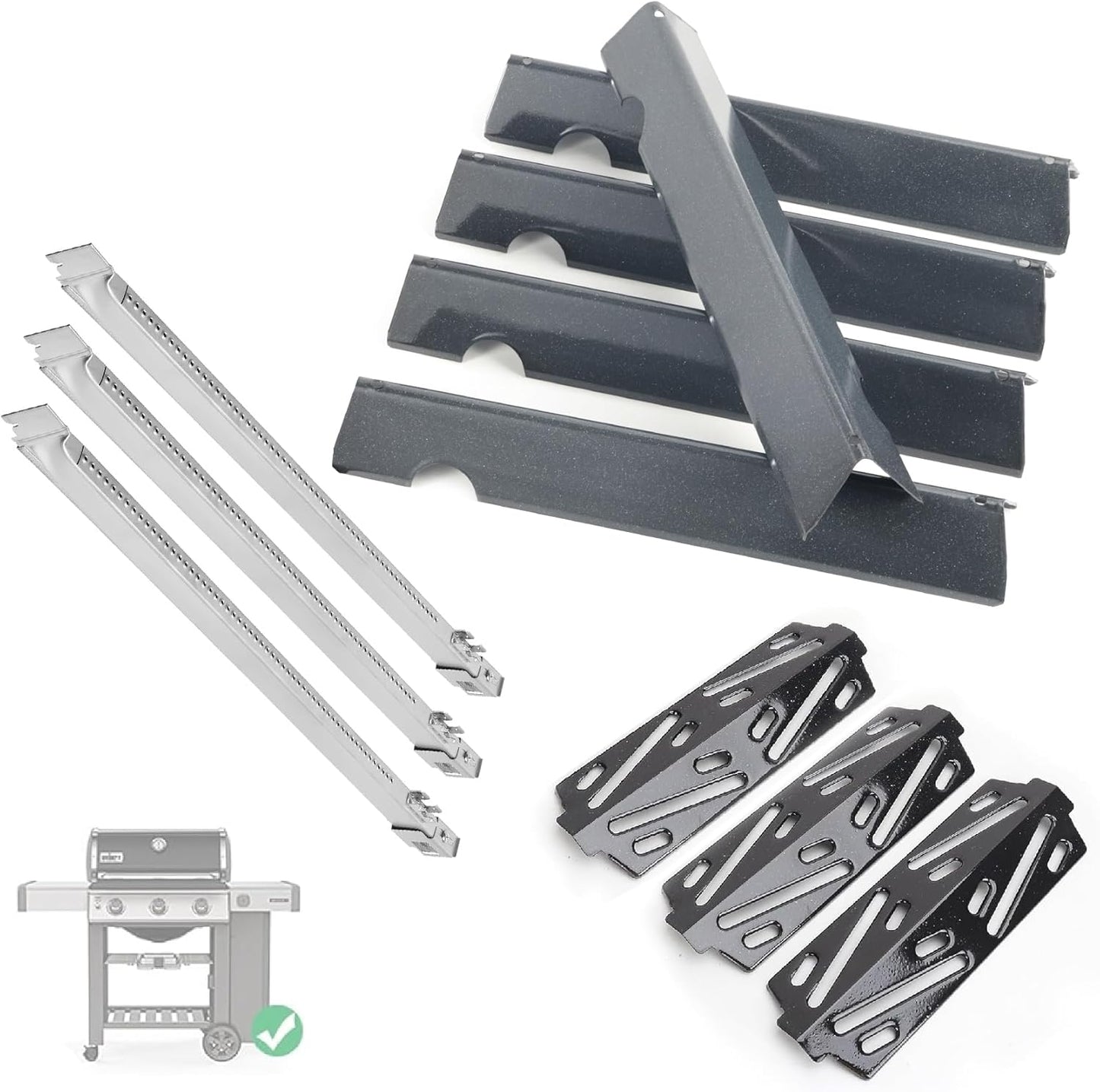 SafBbcue Grill Parts Kit for Weber Genesis II 600 Series Grill,66034/66796 Flavorizer Bars 66687/66042 Heat Deflectors and 67490 Burner Tubes for Weber Genesis II E/S-610 LX E-640 S-640 Grills