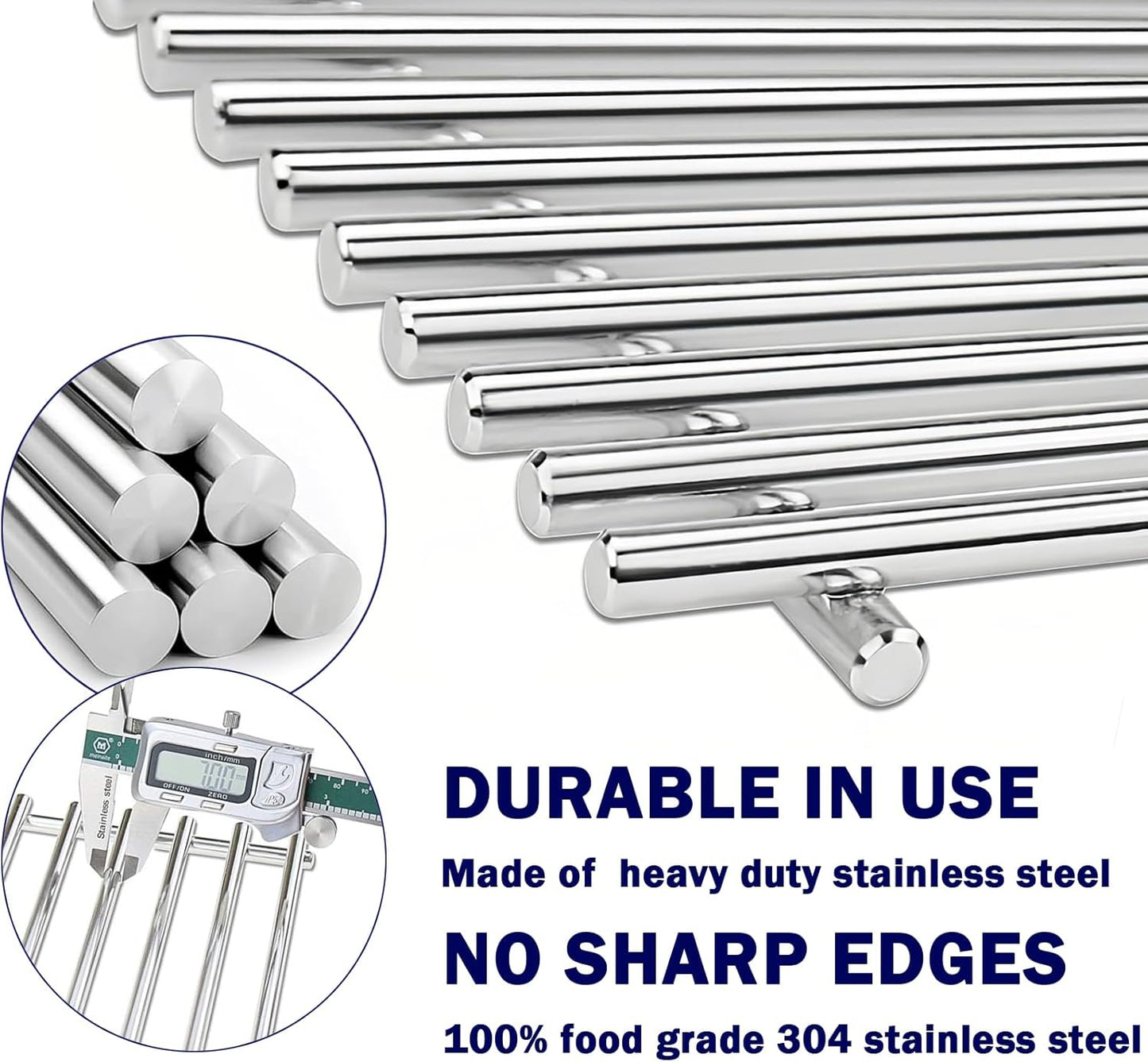 Grill Grates for Weber Genesis 300 Series, Cooking Grates Grill Parts for Weber Genesis E310 E320 E330 S310 S320 S330, 19.5" Stainless Steel BBQ Grids Replacement for Weber 7528/7524 Cast Iron Grate
