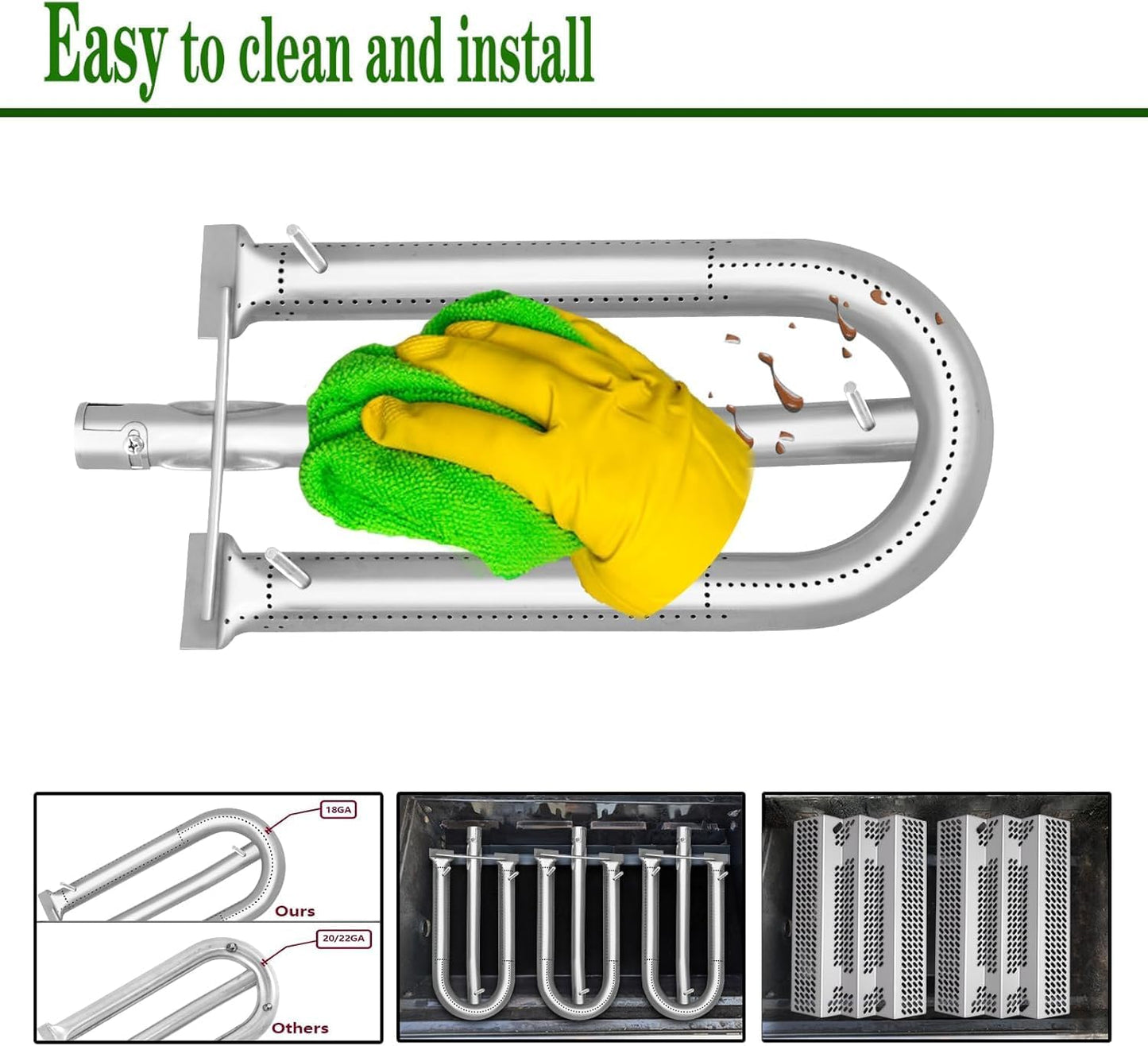 92461 2 Pack Heat Plate and 2 Pack 12461 Grill Burner ReplacementParts for American Outdoor Grill