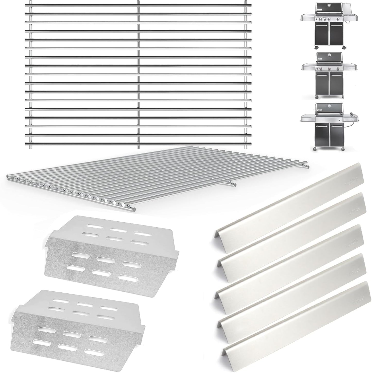 SafBbcue Grill Parts Kit for Weber Genesis II 600 Series Grill,66034/66796 Flavorizer Bars 66687/66042 Heat Deflectors and 67490 Burner Tubes for Weber Genesis II E/S-610 LX E-640 S-640 Grills