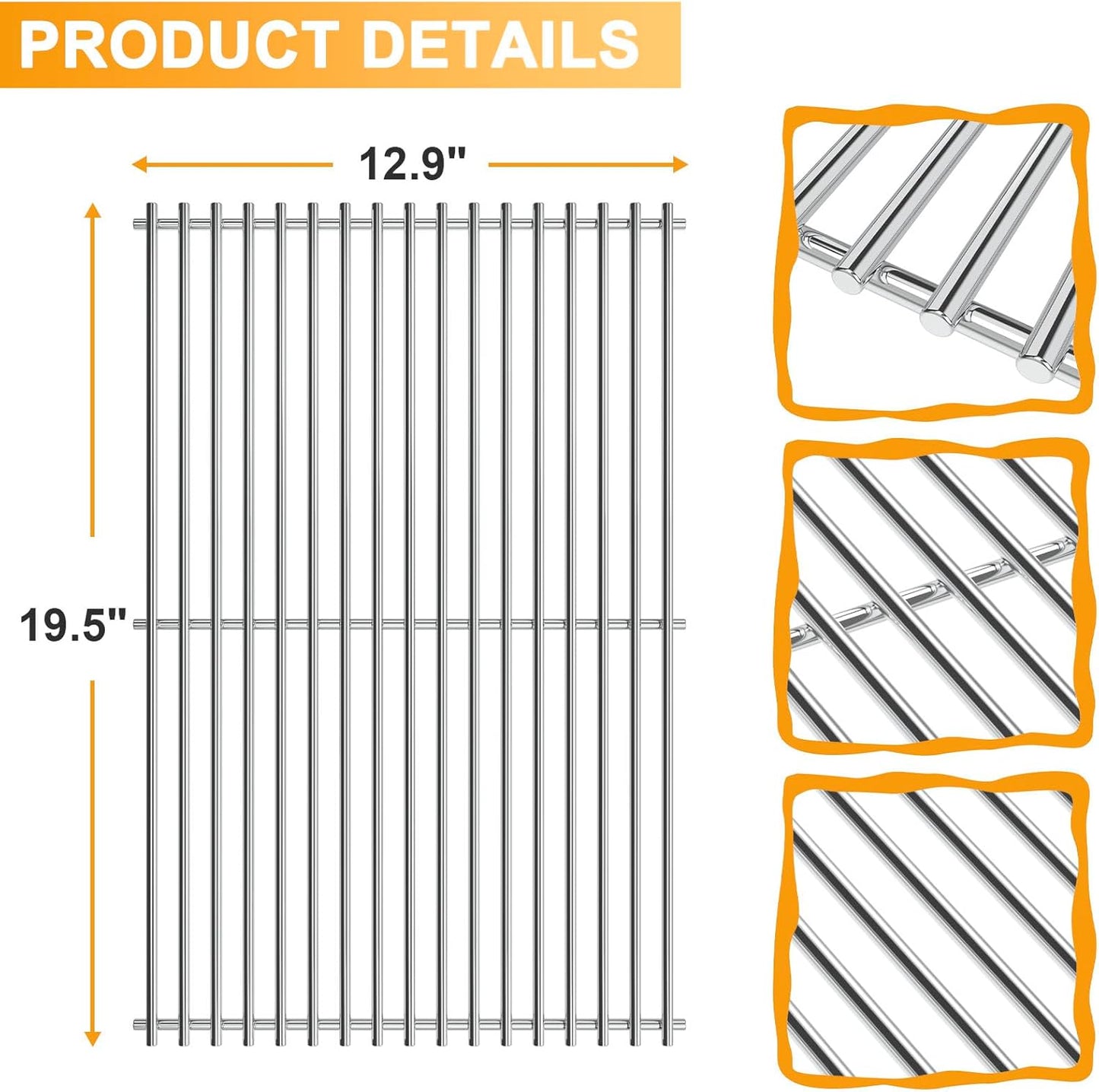Grill Parts Kit for Weber Genesis 300 310 330 Genesis E330 E310 S310 S330 EP330 S320 E320 Grill Parts 17.5" Flavorizer Bars, Genesis 7528 Grates Heat Deflector Grill Parts Kit, 3Pcs 62752 Burner Tube