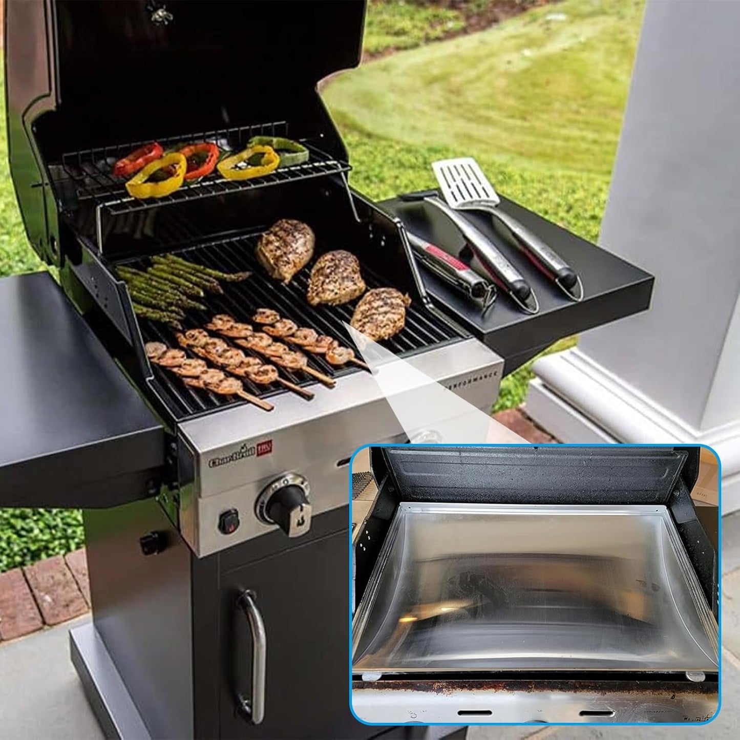 G352-2100-W1 Firebox for Charbroil Infrared 2Burner Grill Replacement Parts Heat Plate Shield