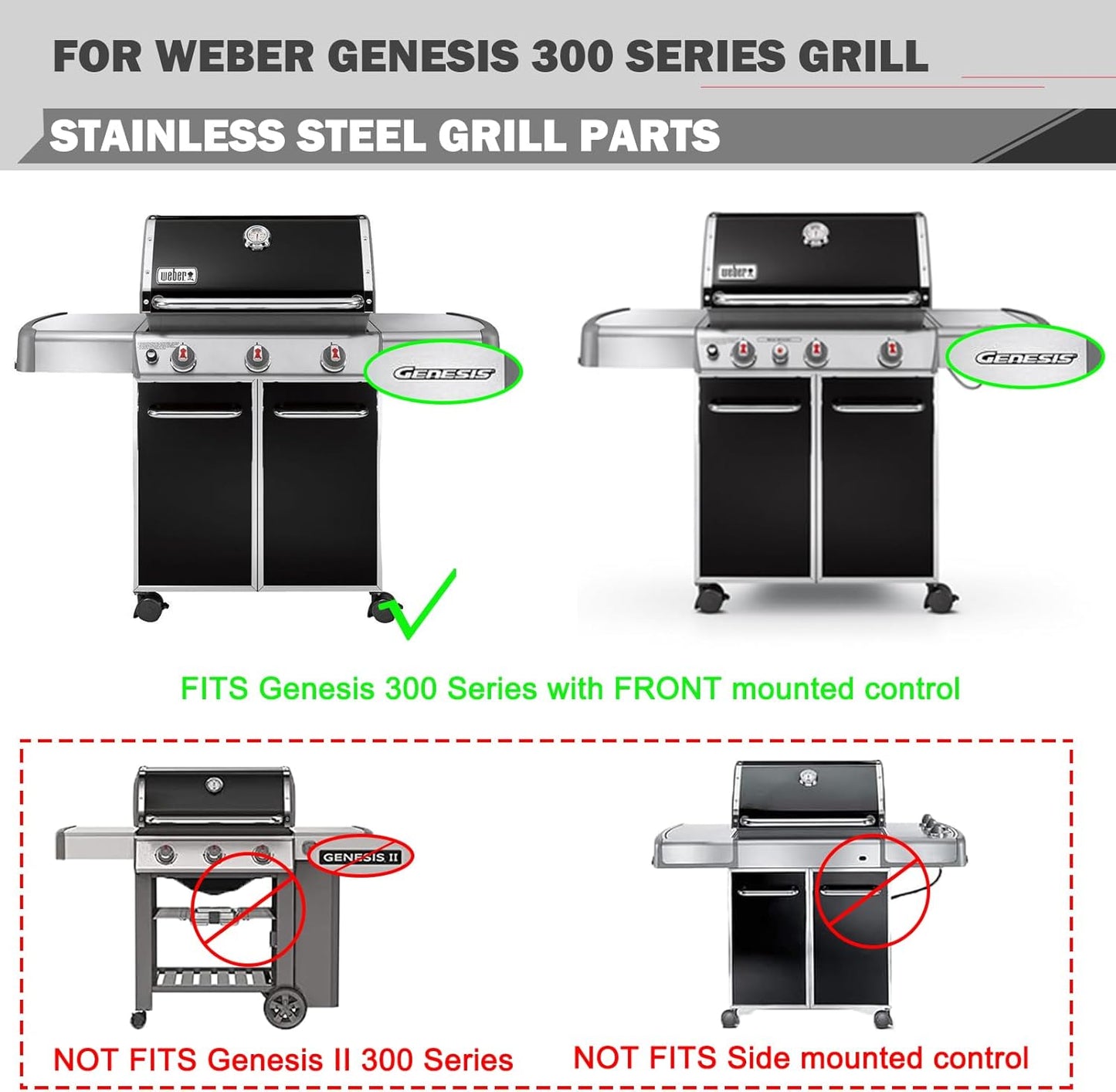 Genesis 300 Grill Replacement Parts 7620 Flavorizer Bars 65505 Heat Deflector 62752 Burner Tube for Weber Genesis Grill Parts E-310 E-320 E-330 S-330 Grill Replacement Parts Sear Burner Flavor Bars