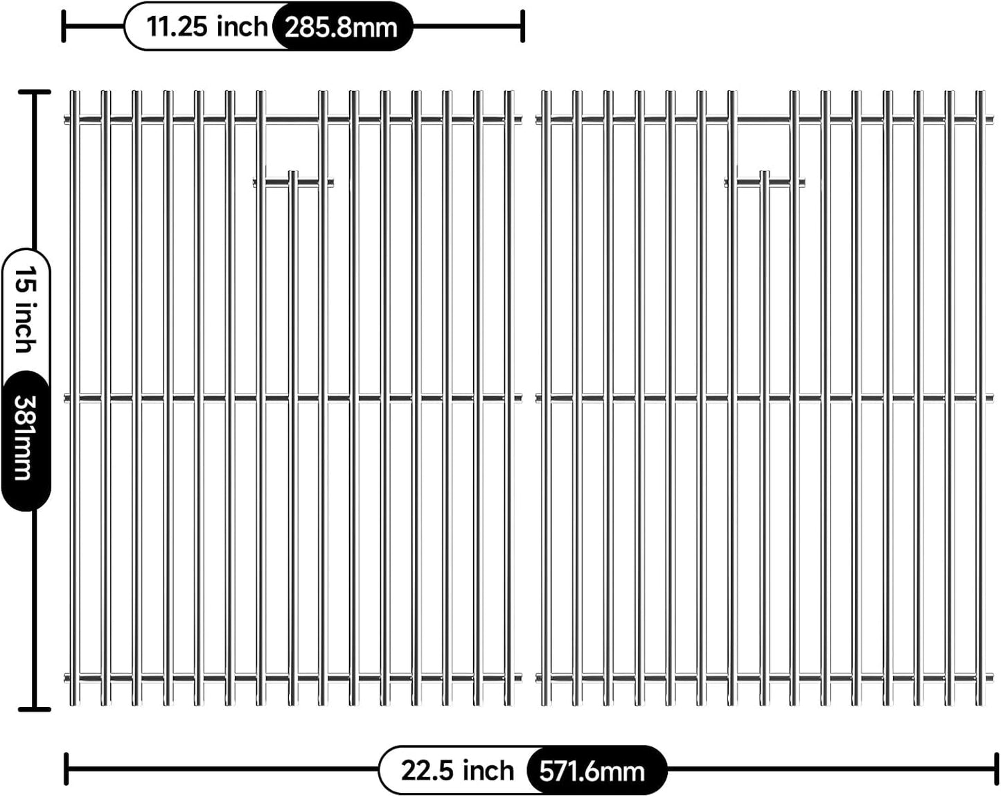 15 Inch Stainless Steel Cooking Grid Grate for Weber 7522, Spirit 200, Spirit E200, S200, S210, E210, Spirit 500,Genesis Silver A, Grill Replacement Parts for Weber 7521 7522 7523 65904 65905
