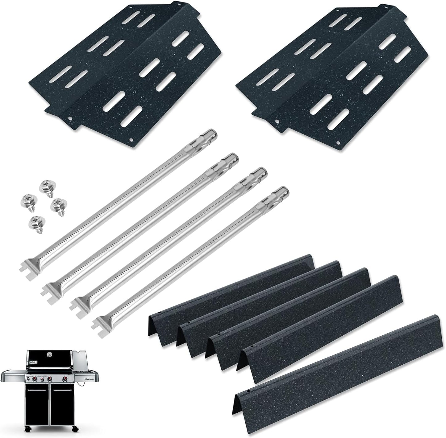 Genesis E-330 4 Burner Grill Replacement Parts for Weber Genesis S330 S-330 E-330 EP-330 330 Genesis 300 Series E-310 S-310 Grill 7621 Flavorizer Bars 62753 Burner Tube 65505 Heat Deflectors