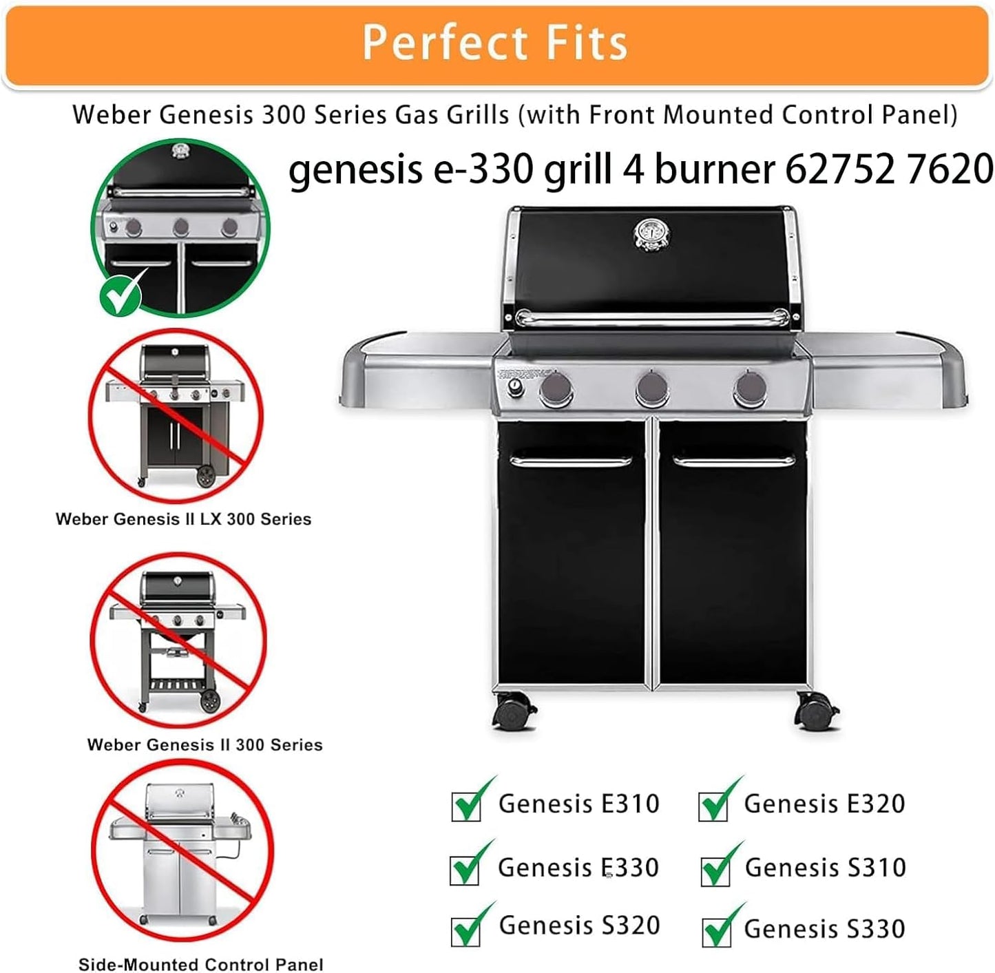 Genesis E-330 Grill 4 Burner 62752Flavorizer Bars 65505 Heat Deflectors Replacement Parts for Weber Genesis GrillParts 300 Series