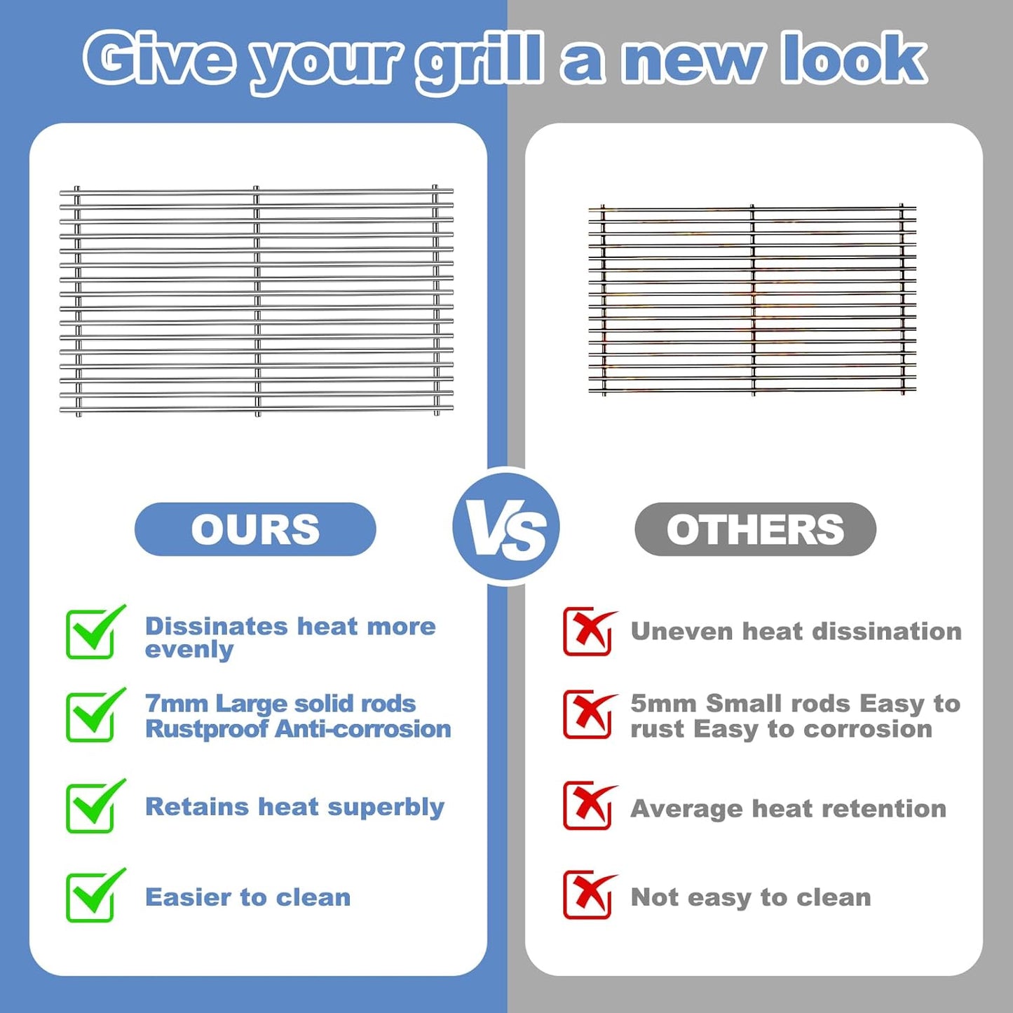 66089 66097 Cooking Grates for Weber Genesis II E-410 E-435 S-410 – Stainless
