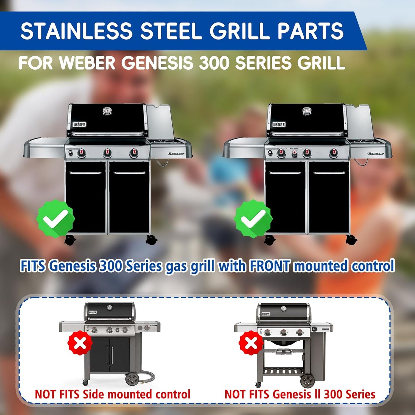 Genesis E-330 4 Burner Grill Replacement Parts for Weber Genesis S330 S-330 E-330 EP-330 330 Genesis 300 Series E-310 S-310 Grill 7621 Flavorizer Bars 62753 Burner Tube 65505 Heat Deflectors