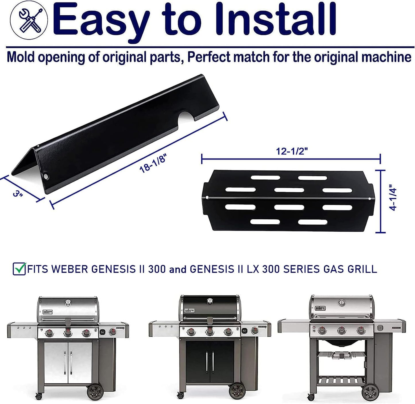 Flavorizer Bars and Heat Deflectors Grill Parts Replacement for Weber 66032 66795 66040