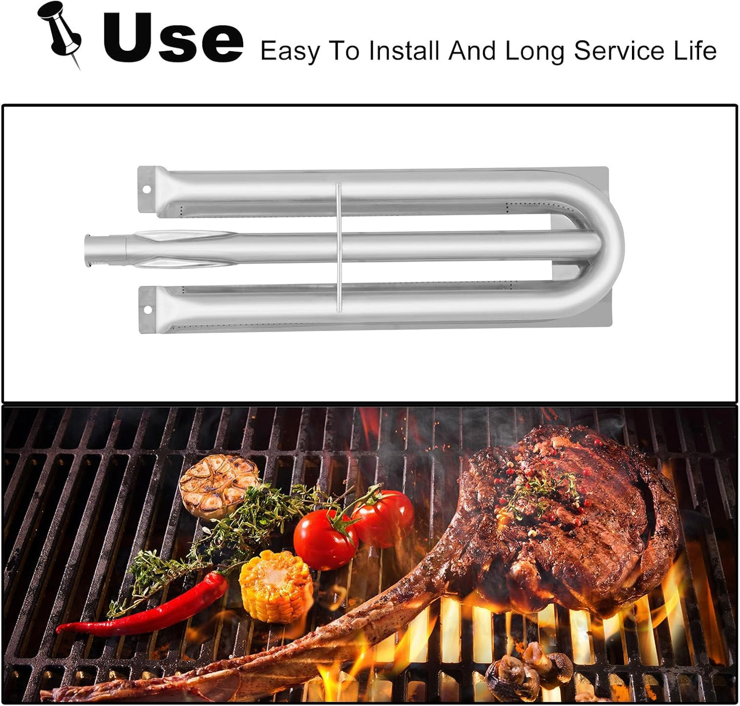 21”Grill Burners for Viking Grill VGBQ5304RE, VGIQ412-2RT, VGBQ 30" T Series, VGBQ 53 Inch T Series, 316-911, VGBQ 30 in T Series Models, Center-Fed Pipe Tubes BBQ Gas Grill Replacement Parts