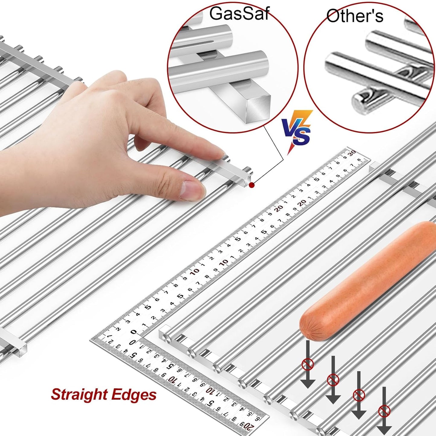19.5" Grill Grates for Weber Genesis 300, Weber Genesis Grill Grates 7524 7528, 7MM SUS304 Replacement Parts for E310 E320 E330 S310 S320 S330(2007-2016), Pit Boss PB700 Series Cooking Grids
