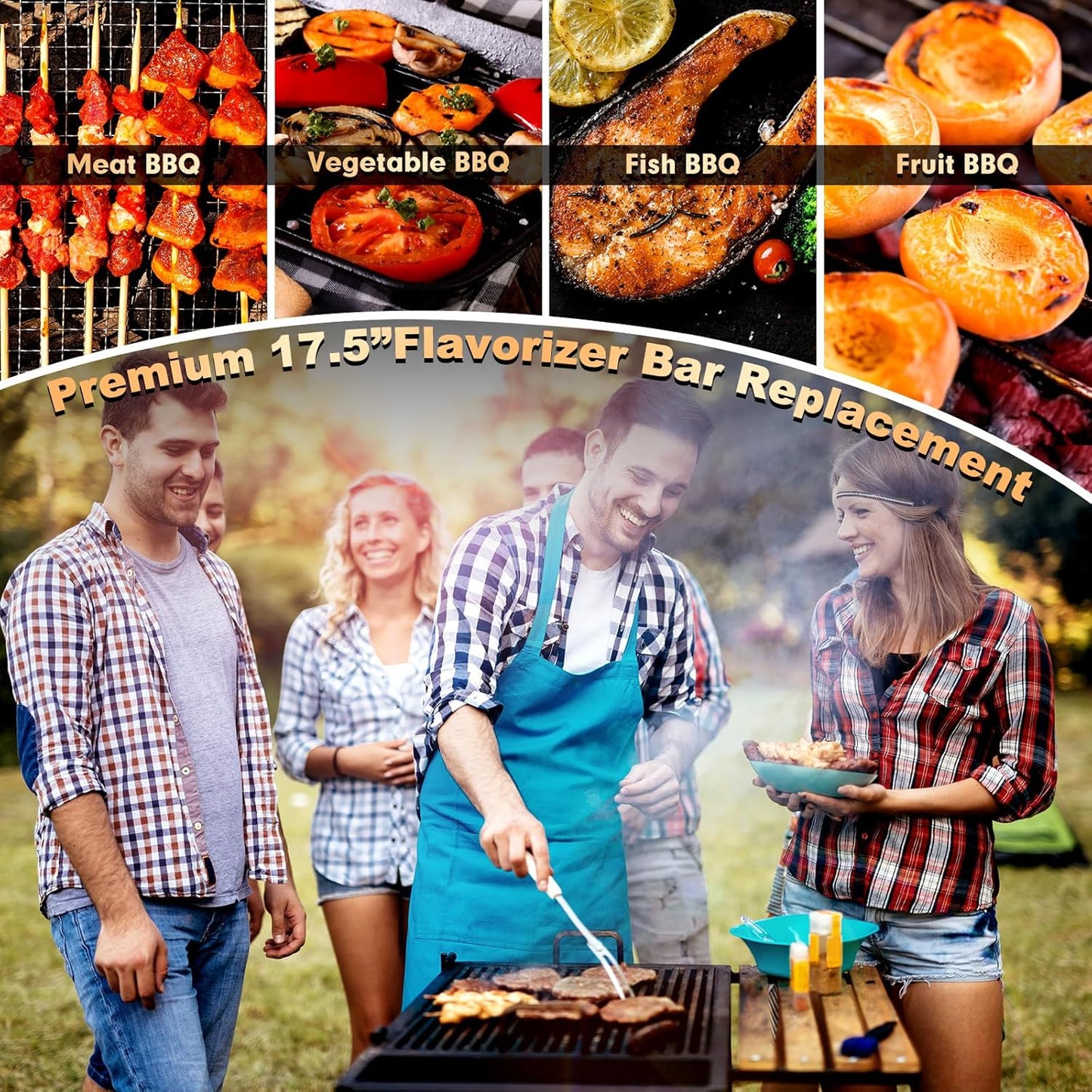 Grill Replacement Parts 17.5" Flavorizer Bars & Heat Deflector for Weber Genesis Grill Parts 300 Series E/S310 320 330 EP/cep310 330 with Front Control Knob, Heating Plate for Weber 7622 7620