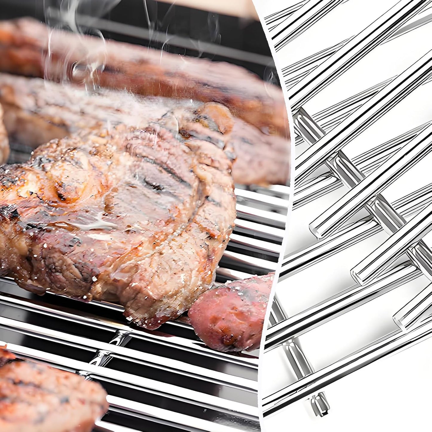 Grill Grates for Weber Genesis 300 Series, Cooking Grates Grill Parts for Weber Genesis E310 E320 E330 S310 S320 S330, 19.5" Stainless Steel BBQ Grids Replacement for Weber 7528/7524 Cast Iron Grate