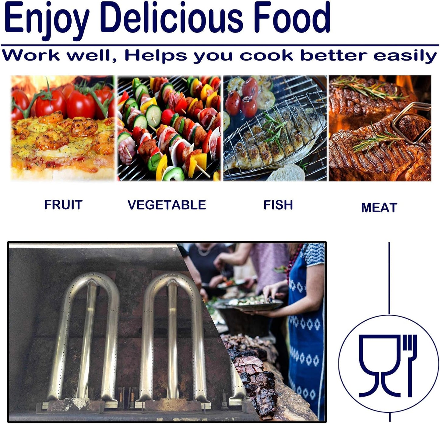 Gas Burner Replacement Kit for American Outdoor Grill 24NB, 24NG, 24NP, 24PC, 30NB, 30PC, 36NB, 36PC (3-Pack Burner Tube Grill Accessories)