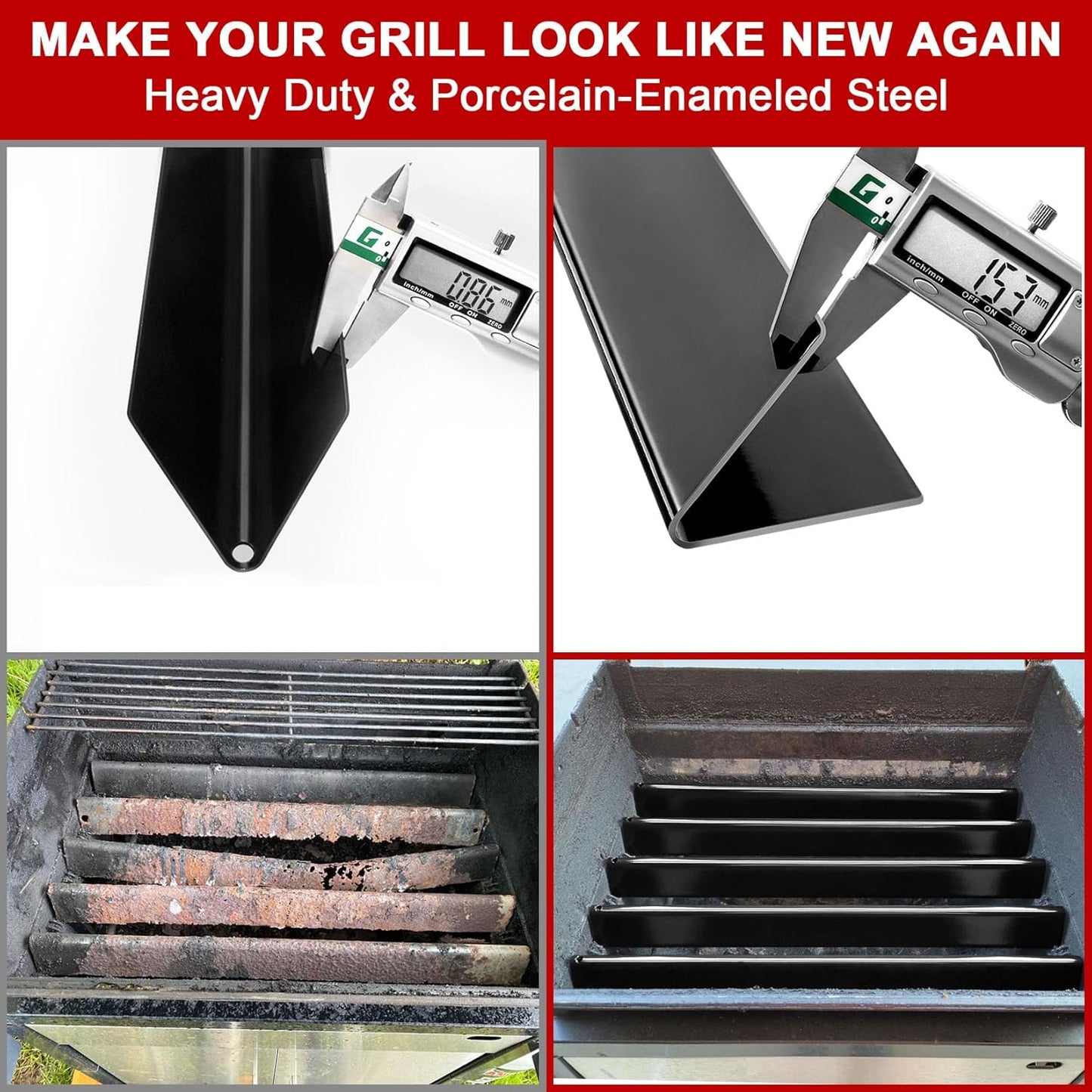 24.5" Flavorizer Bars Replacement for Weber Genesis 300 Series, Genesis E-310 E-320 E-330 S310 S320 Grill (with Side-Mounted Control), 7539 Porcelain-enameled Steel, 5 Pack