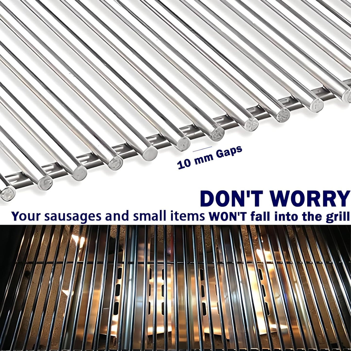 Grill Grates for Weber Genesis 300 Series, Cooking Grates Grill Parts for Weber Genesis E310 E320 E330 S310 S320 S330, 19.5" Stainless Steel BBQ Grids Replacement for Weber 7528/7524 Cast Iron Grate