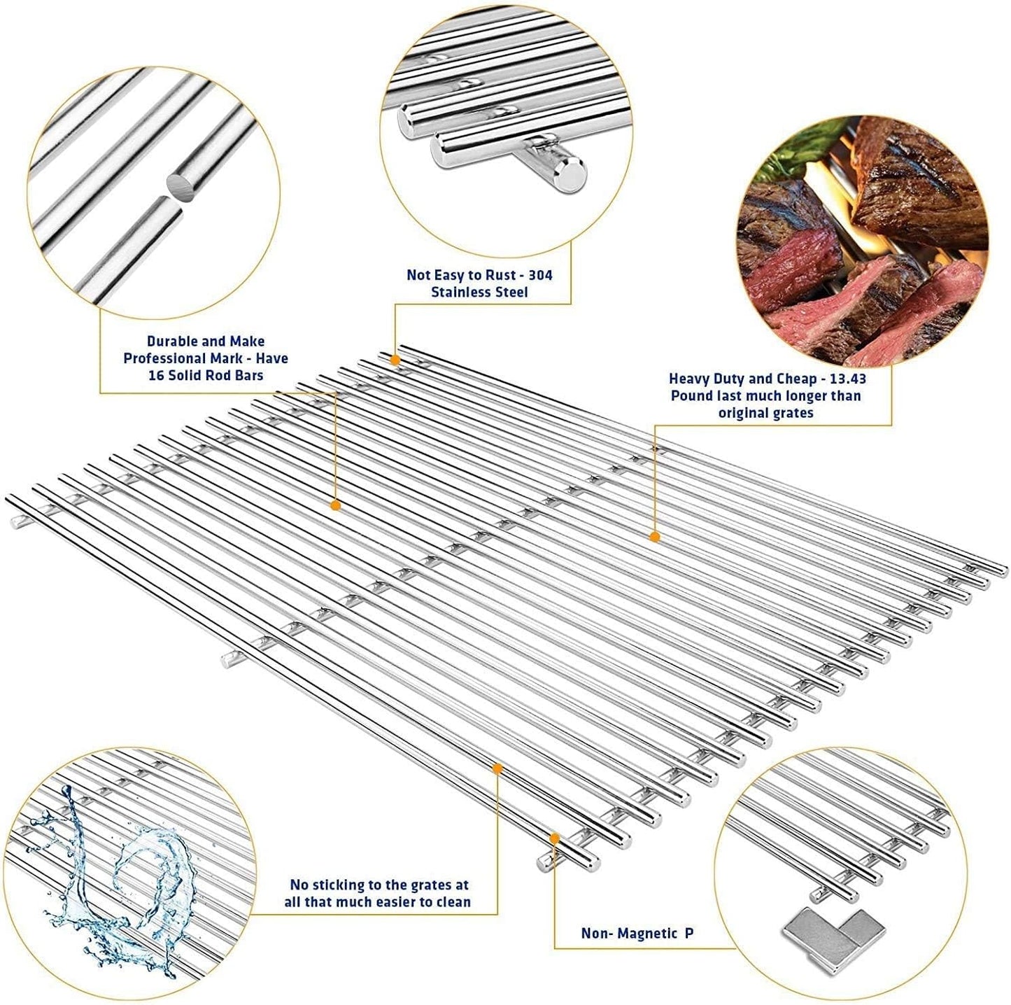 304 Stainless Steel Grates for Weber Spirit Spirit E-310 Replacement Part