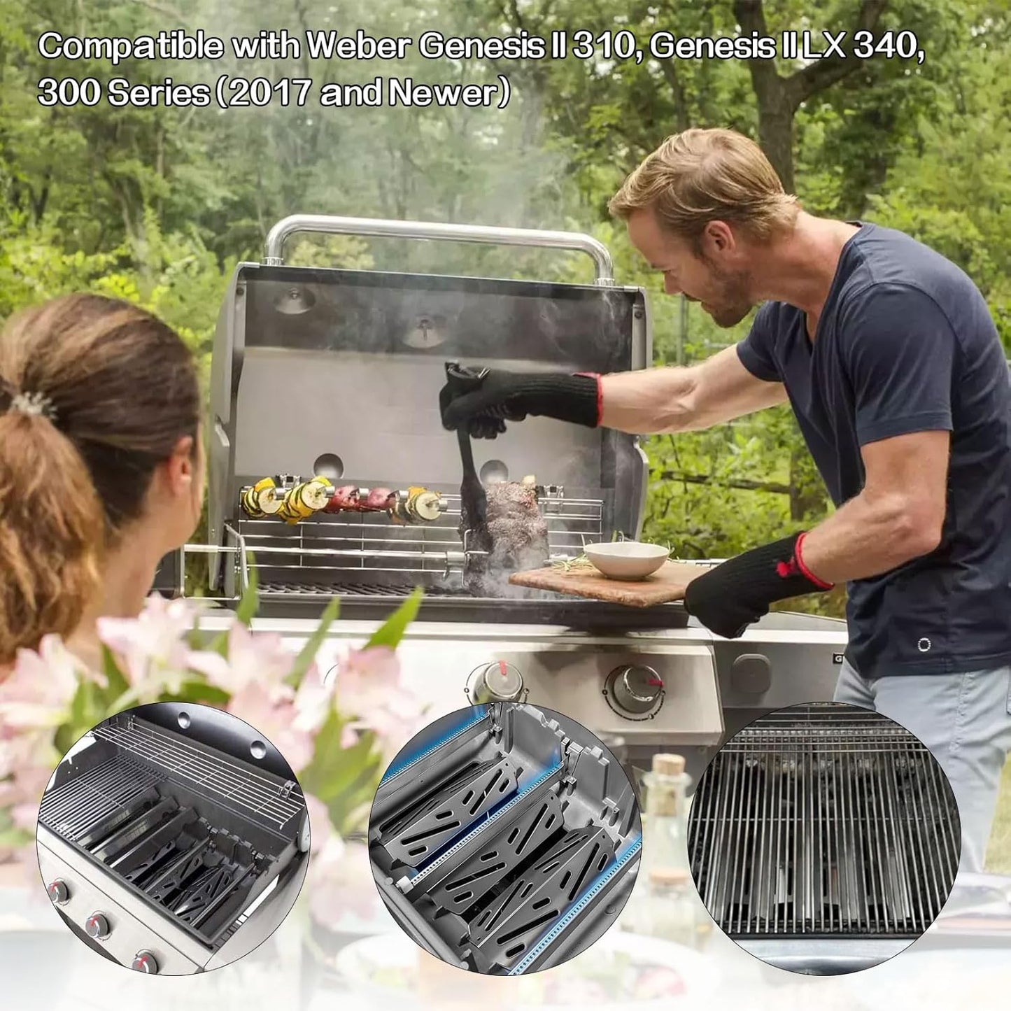 Flavorizer Bars and Heat Deflectors Grill Parts Repair Kit for Weber Genesis II 310