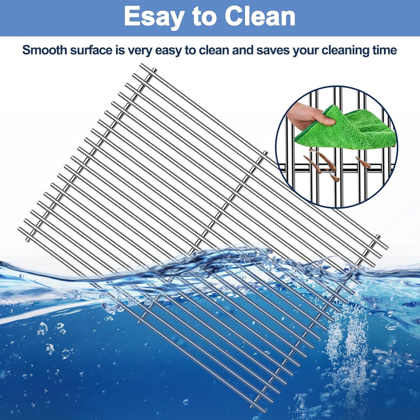 Stainless Steel Grill Grates with 66032 Flavorizer Bars for Weber Genesis II Grill Parts GS4,66095 Cooking Grates 66795 Heat Deflector Replacement Parts for Weber Genesis ii E-310 E-315 S-335