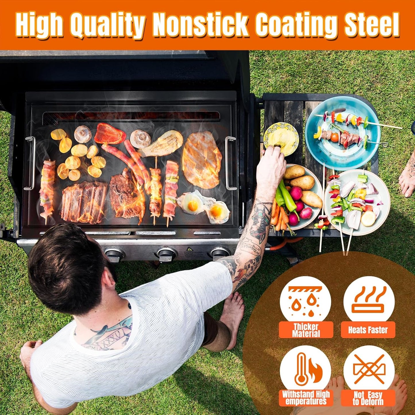 Grill Flat Top Griddle Inserts Replacement Parts for Weber Genesis E-310 E-320 E-330 S-310 S-320 S-330 EP-310 EP-320 EP-330 CEP-310 CEP-330 Genesis 300 Series,7524 Replace Full Size