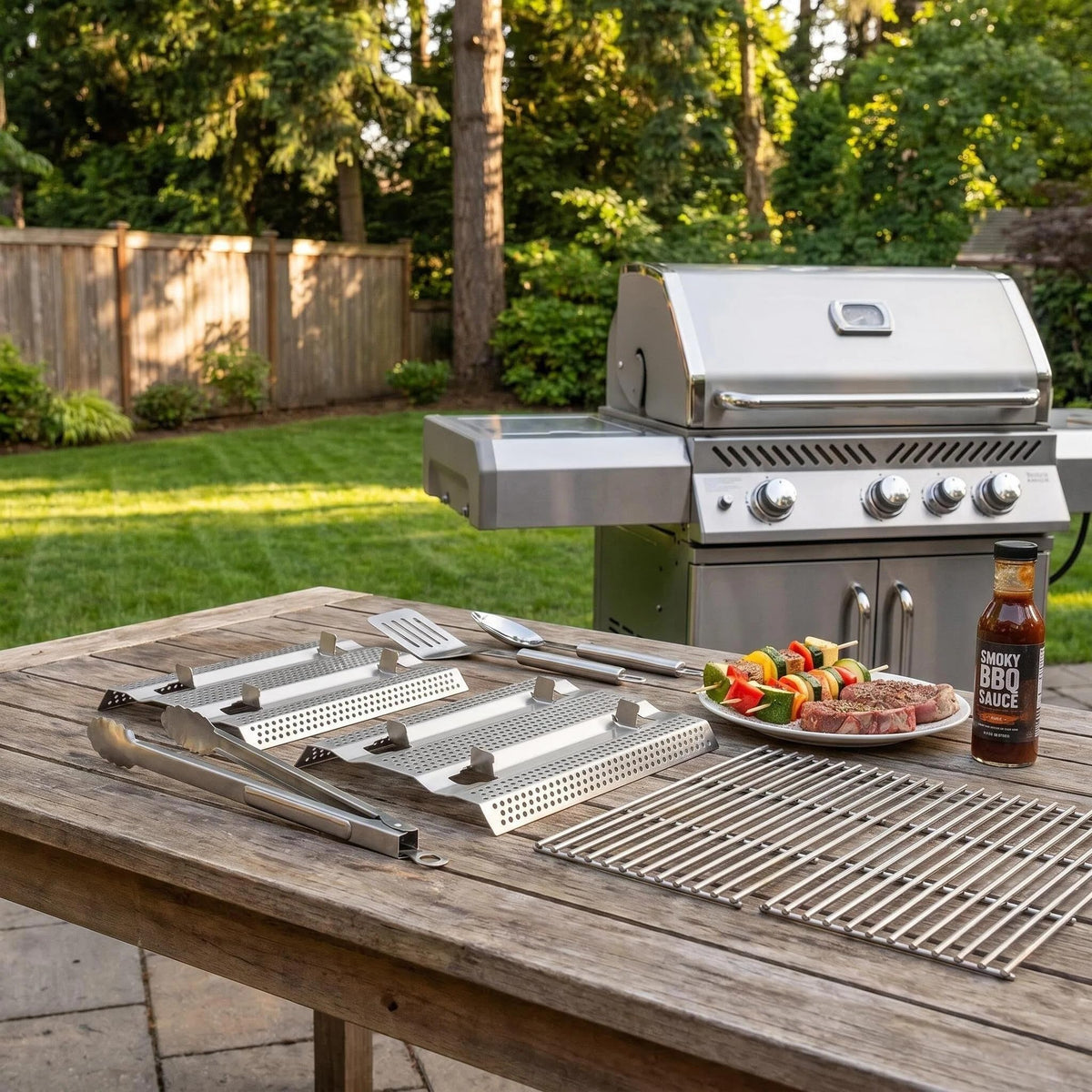 Fire Magic grill cooking grid and heat plate kit - installed on grill