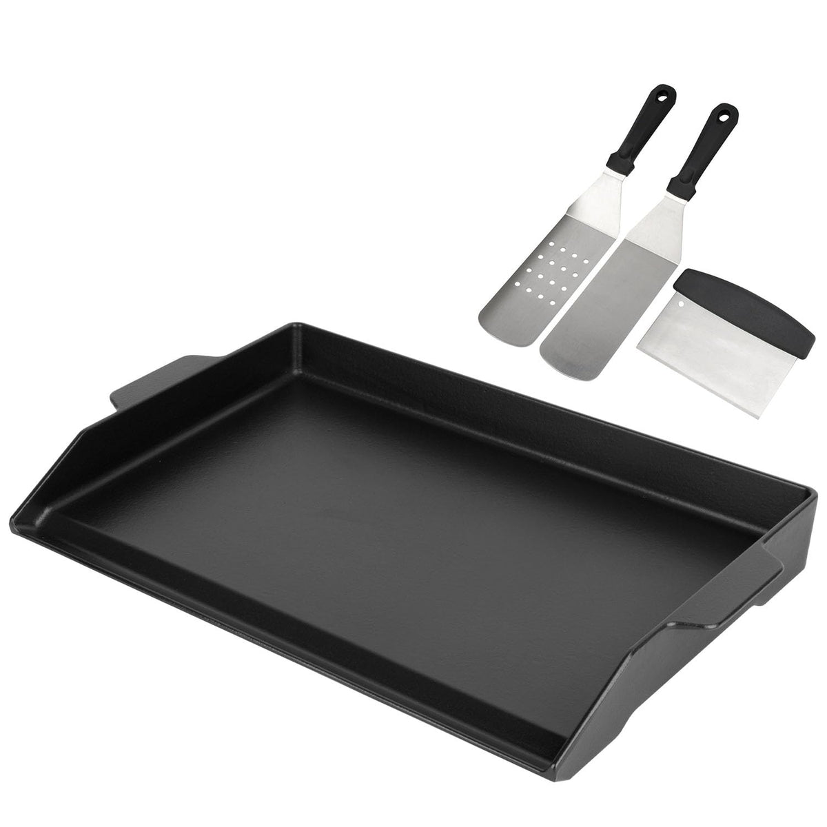 topgrillparts 23x16 cast iron griddle with spatula set - main view