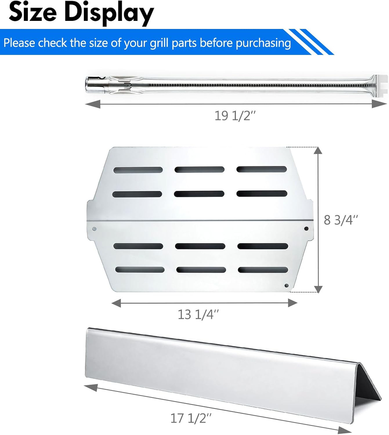 Genesis E330 Grill Parts 7621 Flavorizer Bars Heat Deflector Sear Burner Replacement Parts for Weber Genesis 300 Parts E-310 E-330 S-330 S-310 E-320 Genesis 4 Burner Grill Parts 330 Sear Burner Tube