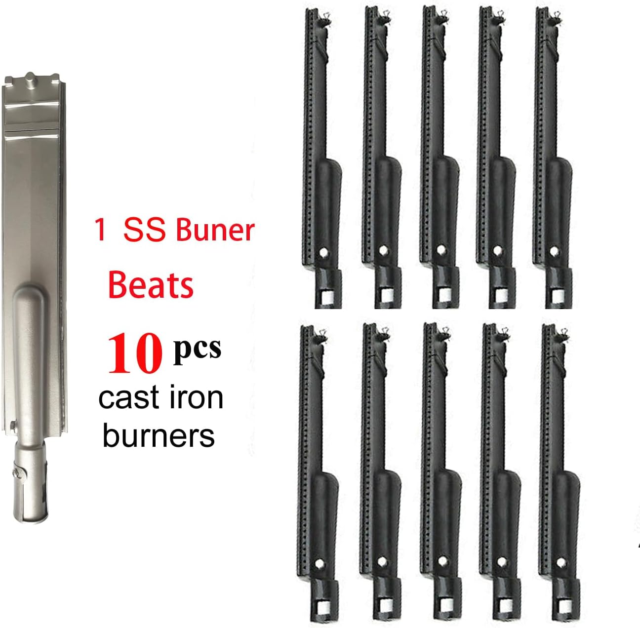 4-Pack Cast Stainless Steel Grill Burners for Bull, Cal Flame, Lion, Blaze & More