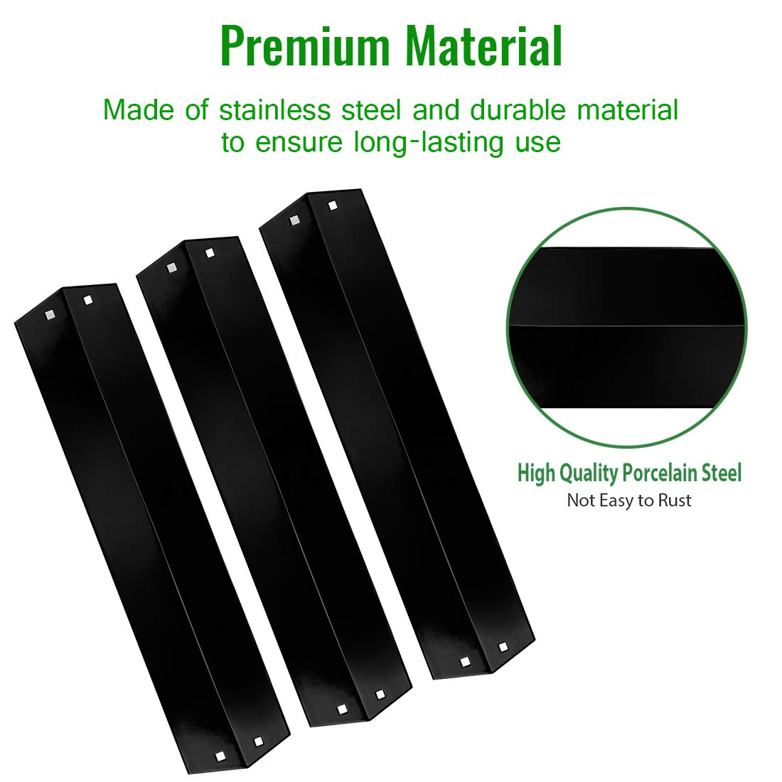 Porcelain Steel Heat Plates 3-Pack (Black) for Char-Griller 5050 3001 3008 3030 4000 5252 5650