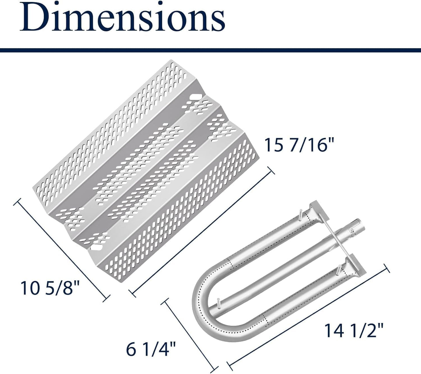 92461 2 Pack Heat Plate and 2 Pack 12461 Grill Burner ReplacementParts for American Outdoor Grill
