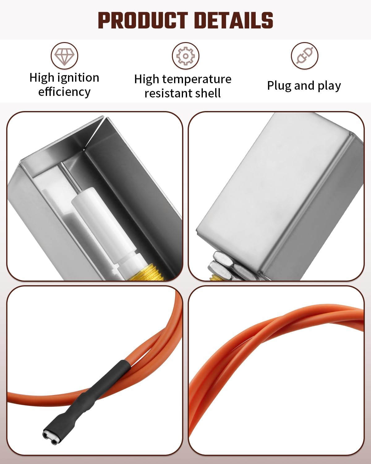 3-Pack Burner Electrode Replacement EB4B01 for American Outdoor Grill & Dyna-Glo