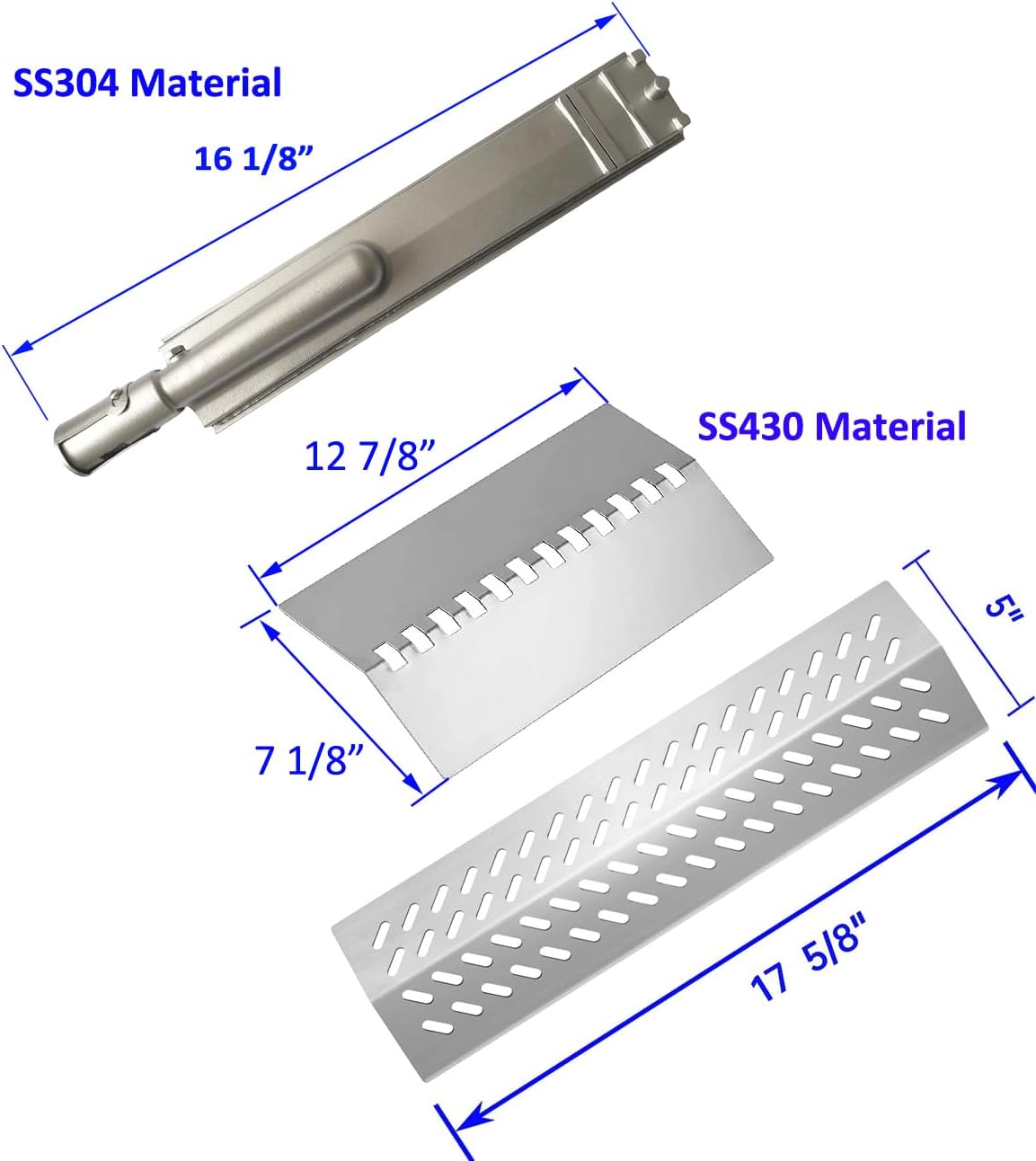 Bull Grill Burner, Flame Tamer & Heat Shield Kit – Fits Bull, Lion, Cal Flame 4-Burner Grills