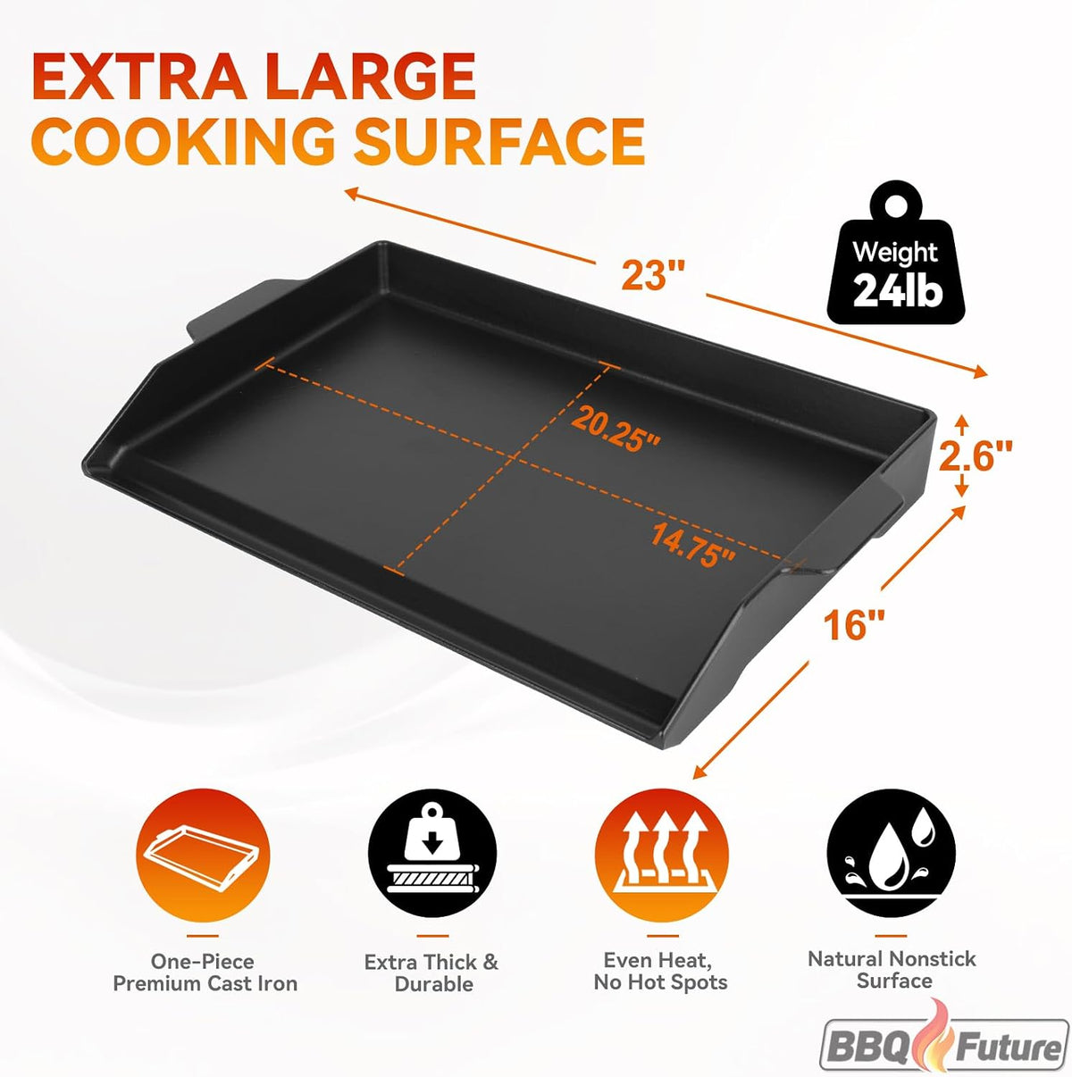 topgrillparts 23x16 cast iron griddle - lifestyle view 1