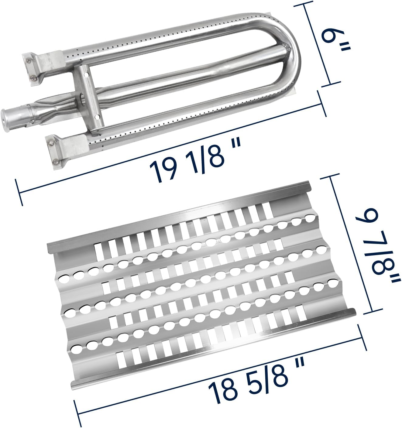 3-Pack Grill Burner & Heat Plate Replacement Kit with Ceramic Rods for DCS Grills