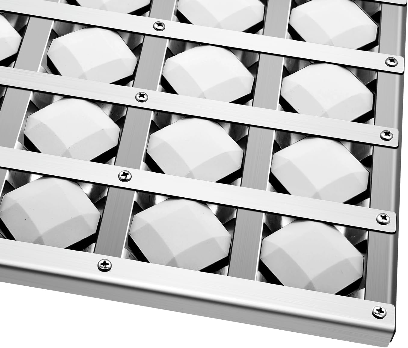 17.875" Grill Heat Plates Grill Briquette Tray for Alfresco Grill ALX2-30C, ALX2-42C, ALX2-42RFG, ALX2-56, ALX2-56BFG, Stainless Steel BBQ Heat Shield Flame Tamer with 56 Ceramic Briquettes