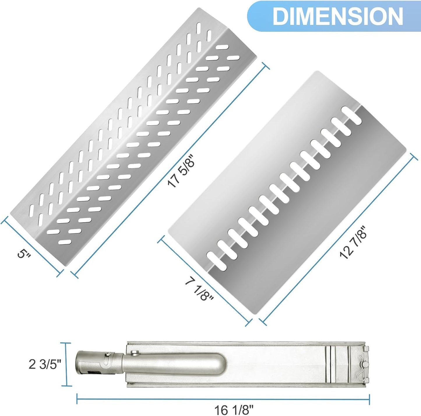 5-Pack Burner & Heat Plate Kit for Bull Grills – Fits 18248, 87049, 69009 Models